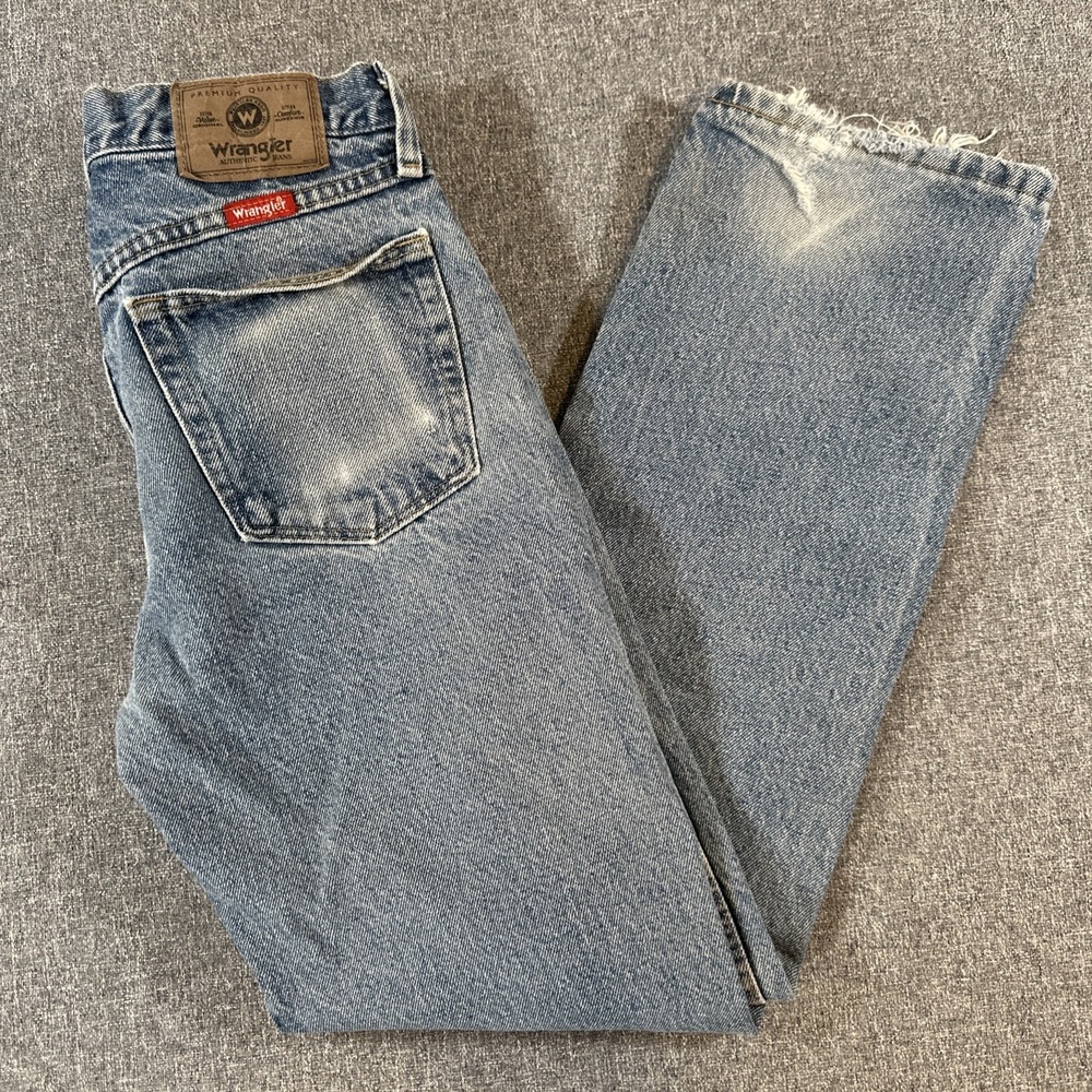 Vintage Wrangler Jeans Mens 30x30 Light Wash Distressed Straight‎ Leg Denim
